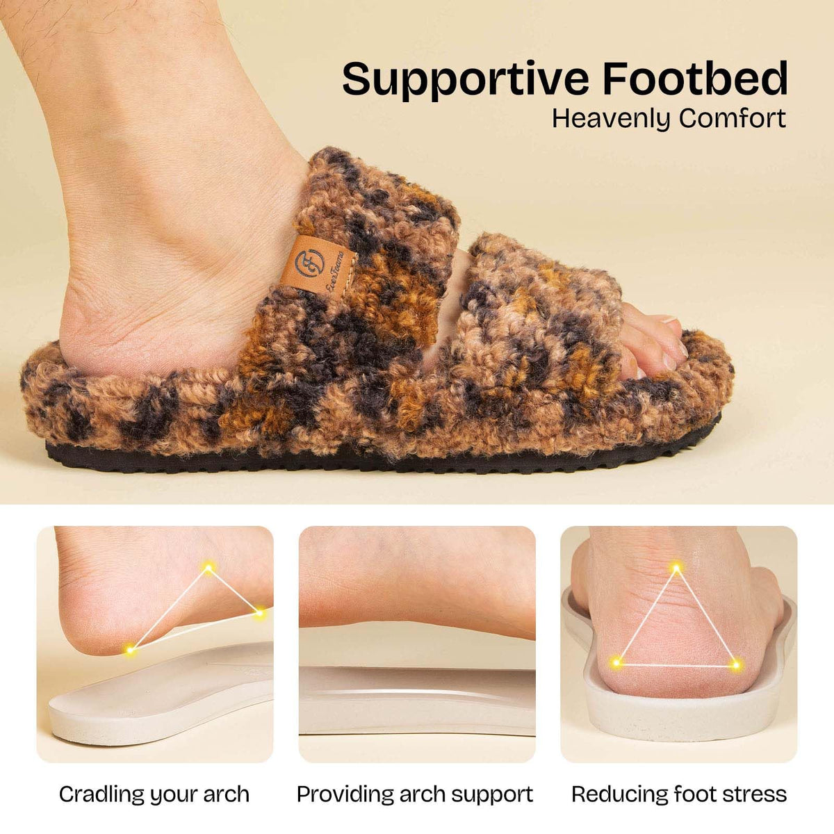 EverFoams Womens Fuzzy Open-toe Slippers Memory Foam Indoor House Shoes Jansha Store