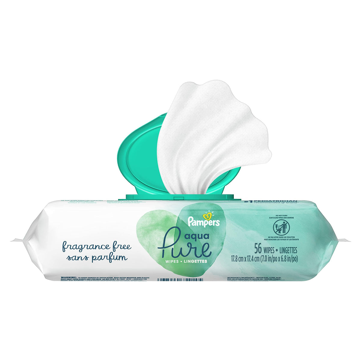 Pampers Aqua Pure Baby Wipes, Unscented, Fragrance Free, 99% Water, Water Based, Multi-Use, 672 Wipes Total (12X Flip-Top Packs) Jansha Store