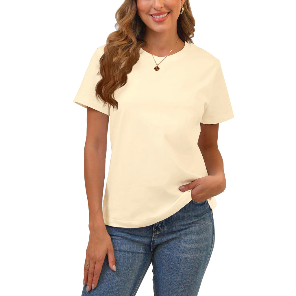 BJY Cotton Basic T Shirts for Women,Crew Neck Short Sleeve Summer Shirts(2XS-3XL, 20+ Color) Jansha Store