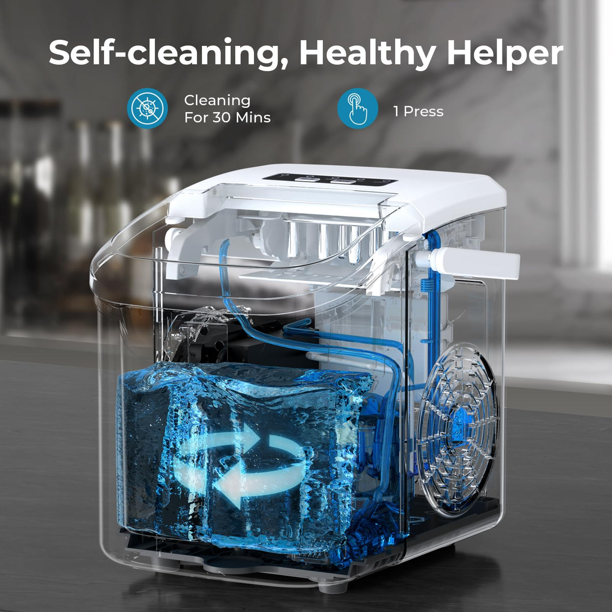 Antarctic Star Countertop Ice Maker Machine, 26Lbs/Day Fastest 6‑Min Ice Jansha Store