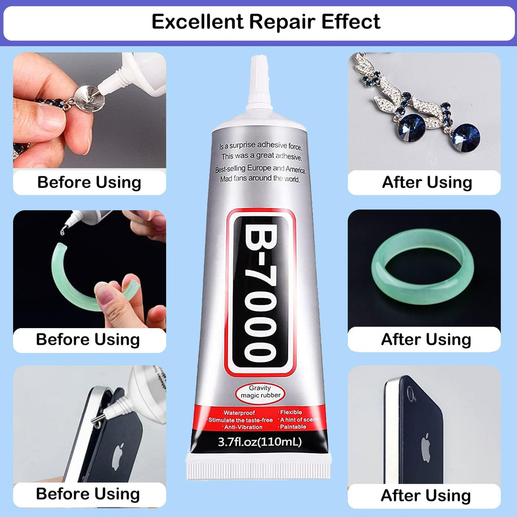 B7000 Jewelry Glue for Making, FITTDYHE 1PCS 50ML/1.69 fl oz Clear Adhesive for Rhinestone, Fabric, Multipurpose Super B-7000 for Phone Repair, Nail Art, Wood, Glass, Charms Jansha Store