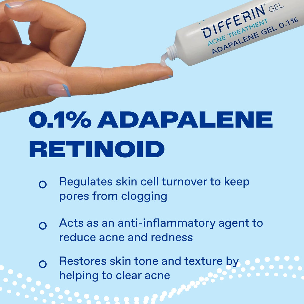Differin Acne Retinoid Treatment Gel, 0.1% Adapalene, 15g Tube Jansha Store