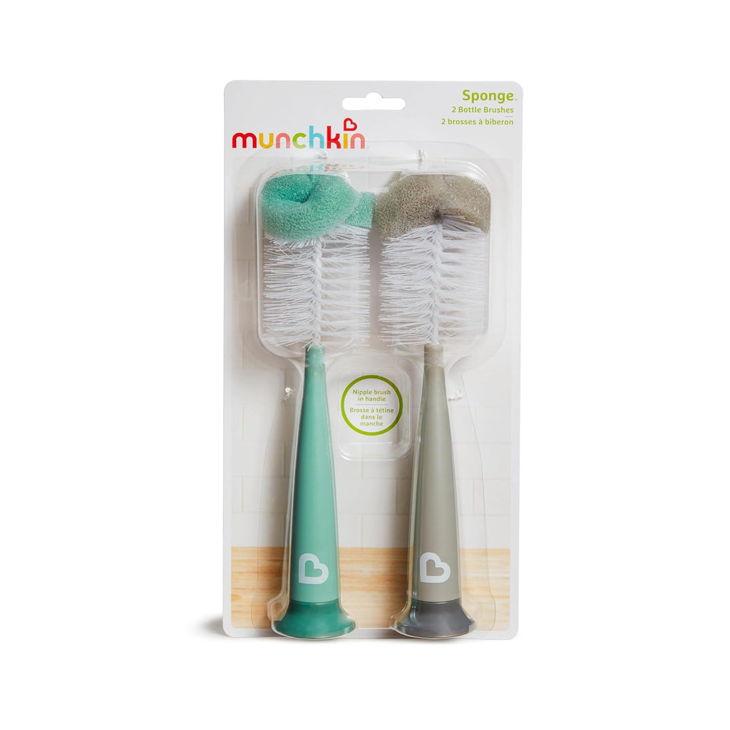 Munchkin Sponge Bottle Brush, Grey/Sage, 2 Count (Pack of 1) Jansha Store