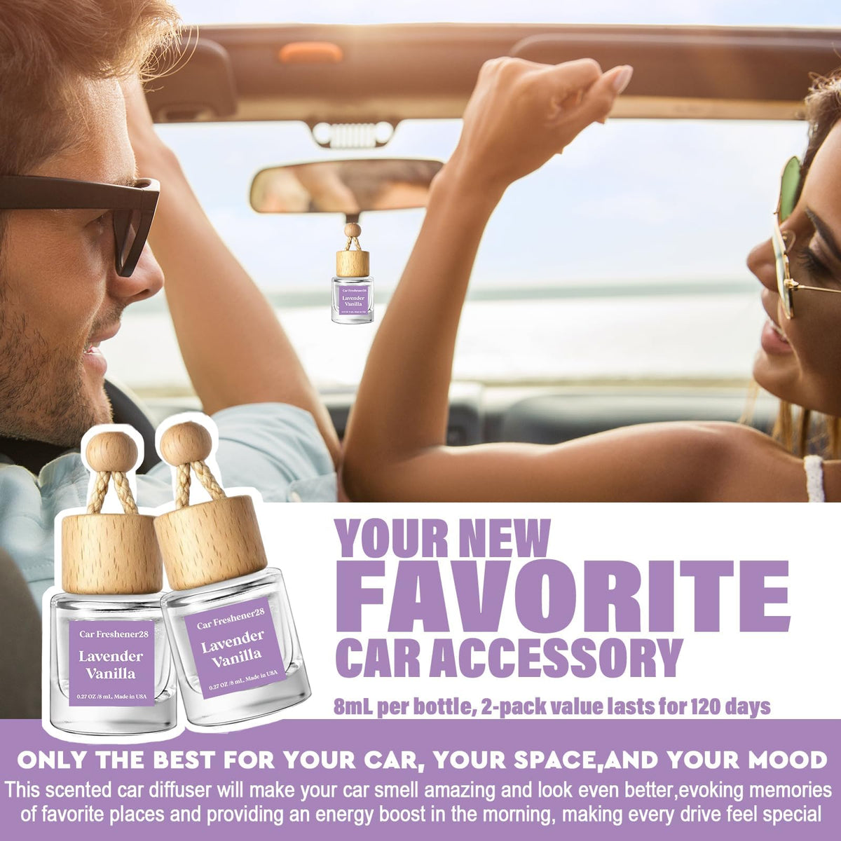 HoogaLife Car Air Freshener Diffuser 2 Pack Hanging Air Freshener Diffuser - Vanilla Cream Fragrance Oil Air D iffuser for Car, 45+ days Long Lasting Fragrance Made in USA C ar Air Fresheners (V54) Jansha Store