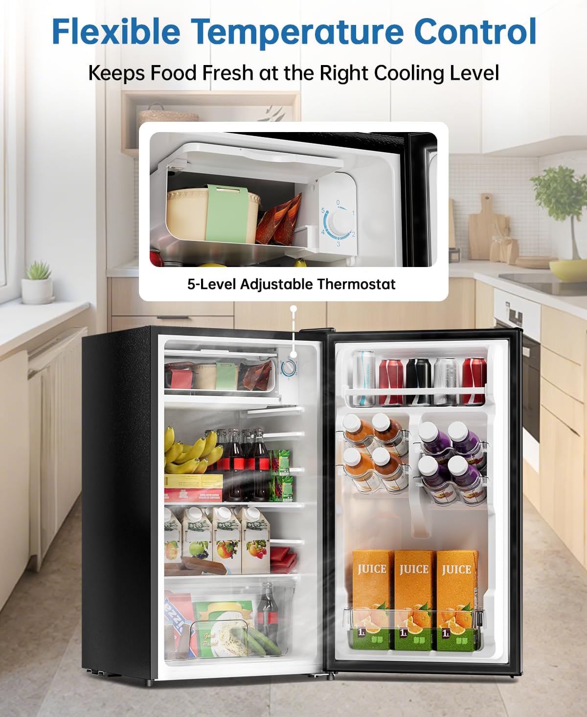 3.2 Cu Ft Mini Fridge with Freezer, Single Door Upright Freezer Jansha Store