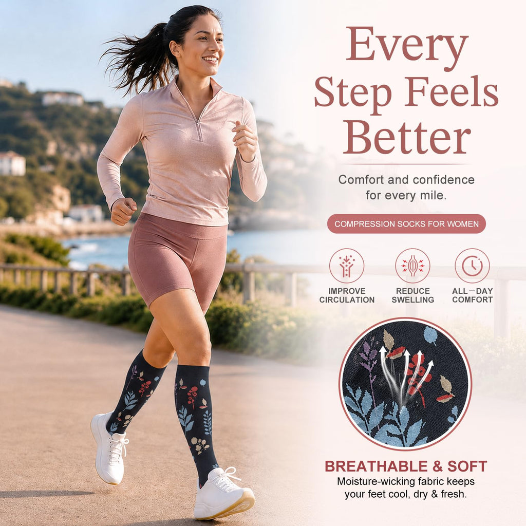 Laite Hebe 4 Pairs-Compression Socks for Women&Men Circulation-Best Support for Nurses,Running,Athletic Jansha Store