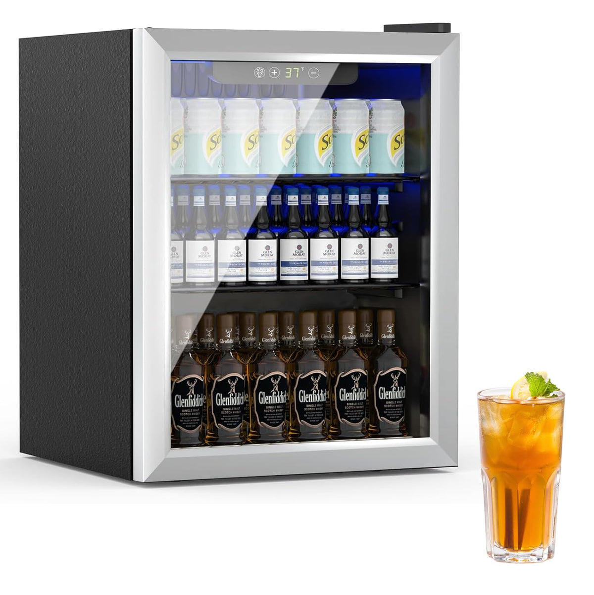 Erivess 24 Can Mini Fridge, 0.6 Cu.ft Beverage Refrigerator Cooler, Black Jansha Store