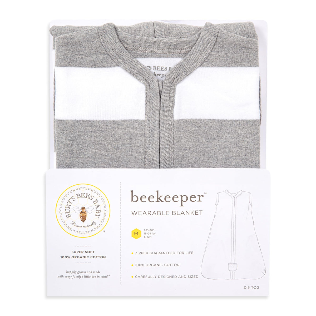Burt's Bees Baby Infant Wearable Blanket, Organic Cotton Unisex Beekeeper - Light Weight 0.5 TOG or Medium Weight 1.5 TOG Jansha Store