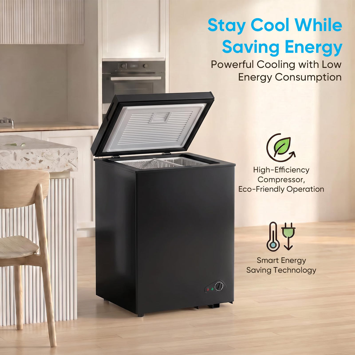 TABU 5.0 Cubic Feet Chest Freezer, Compact Deep Freezer, Black Jansha Store