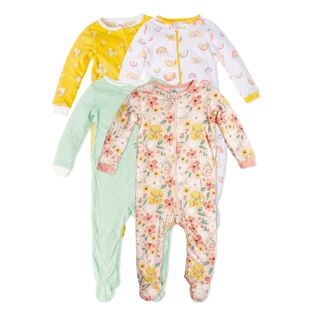 Gerber Baby Girls 4-Pack Sleep 'N Play Footie Jansha Store