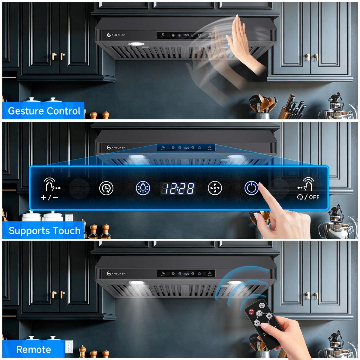 AMZCHEF 30" Under Cabinet Range Hood, 750CFM Stainless Steel Vent Hood Jansha Store