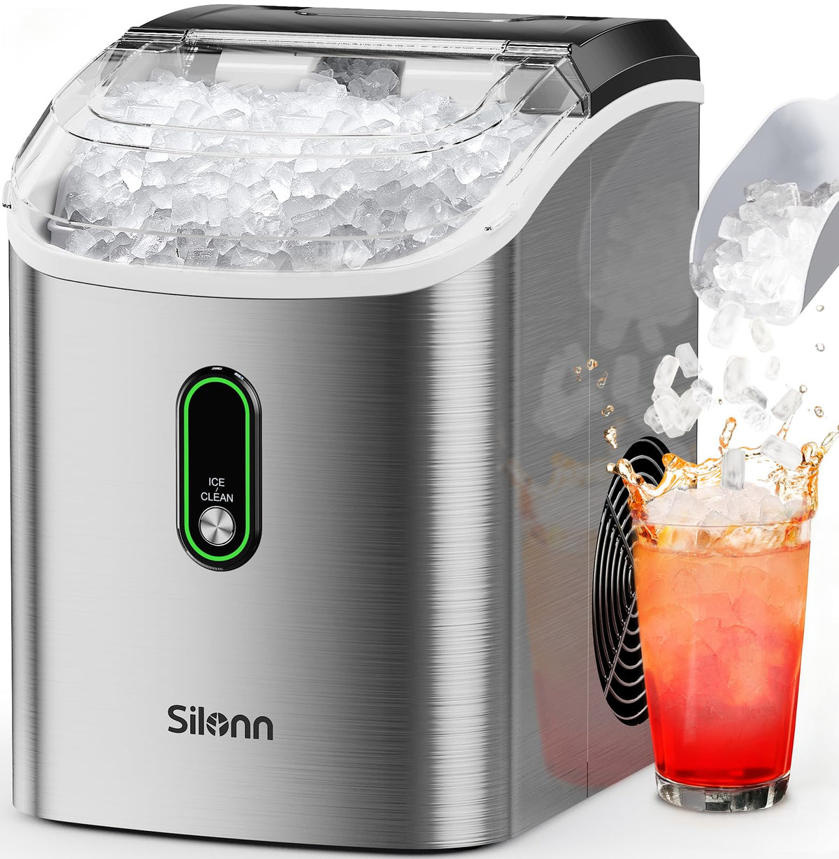 Silonn Nugget Ice Maker, Smart Countertop Ice Machine with APP & Voice Control, Self-Cleaning, 44lbs/24H Soft Chewable Sonic Ice, 3L Tank, for Home Kitchen & Party Jansha Store