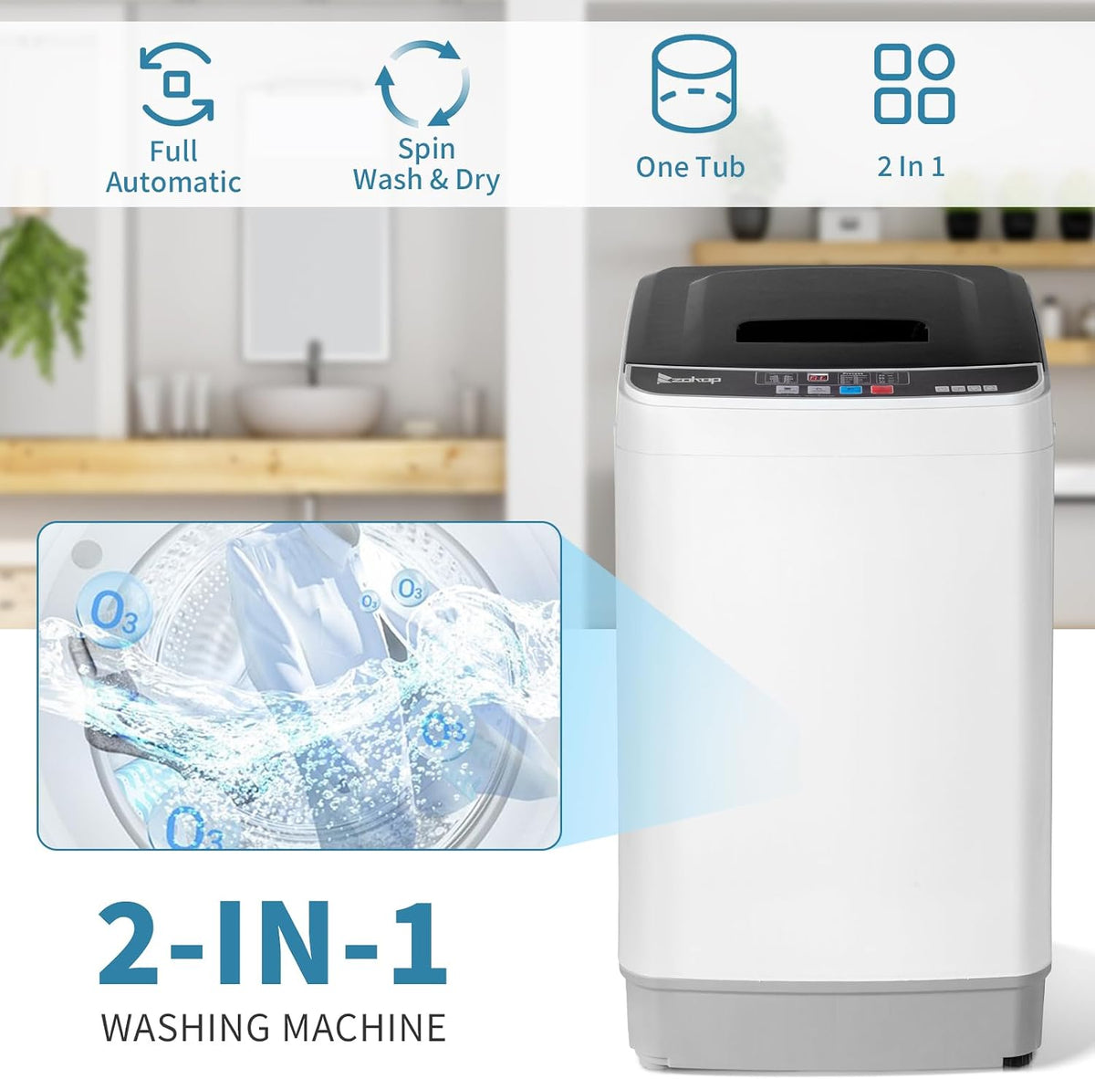 Winado 17.6LBS Full Automatic Portable Washing Machine with Drain Pump Jansha Store