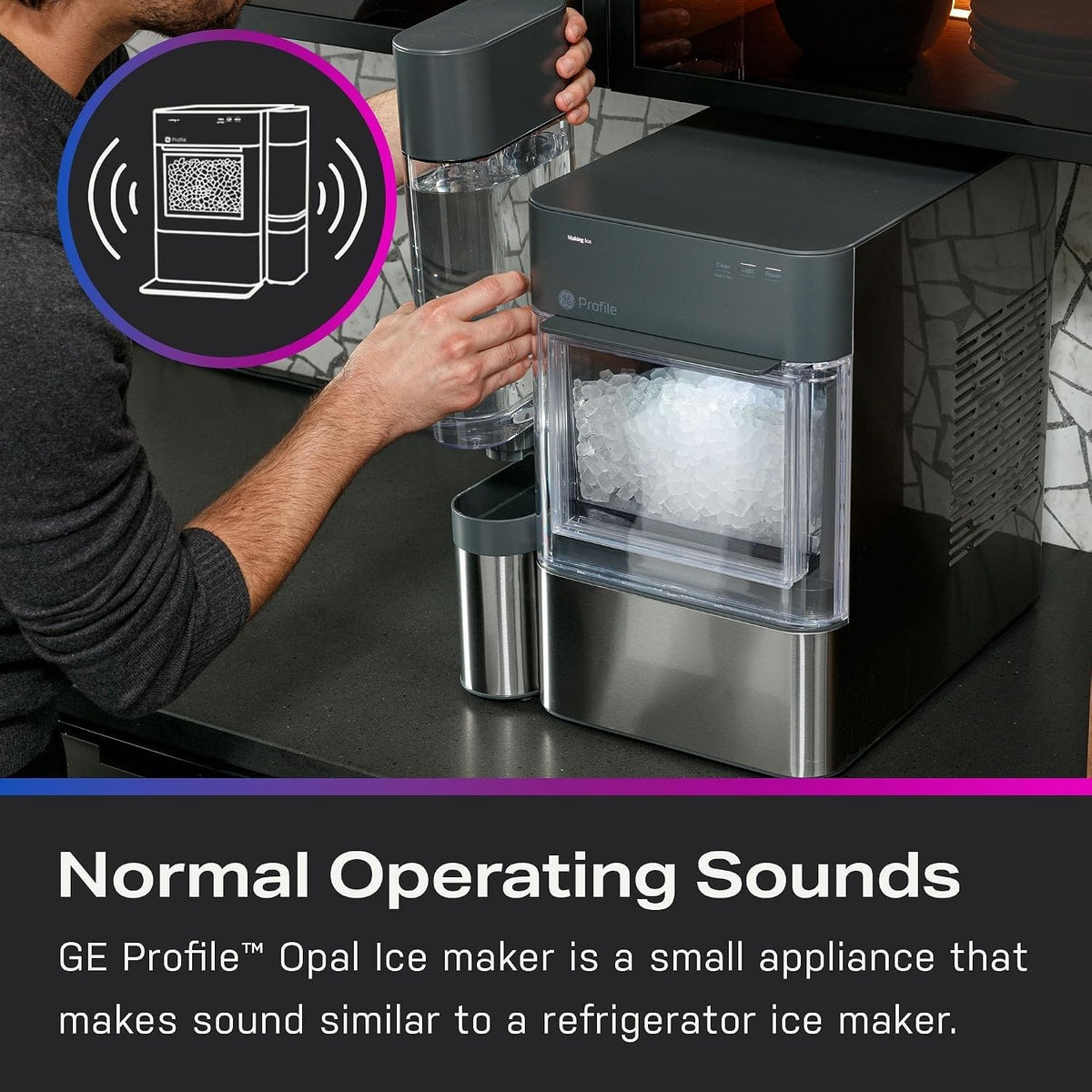 GE Profile Opal Ultra, Countertop Nugget Ice Maker, 1 Gal XL Side Tank, *Amazon Exclusive*, 38 lbs/Day, Pebble Pellet Crushed Ice Machine, WiFi Stainless Steel Jansha Store