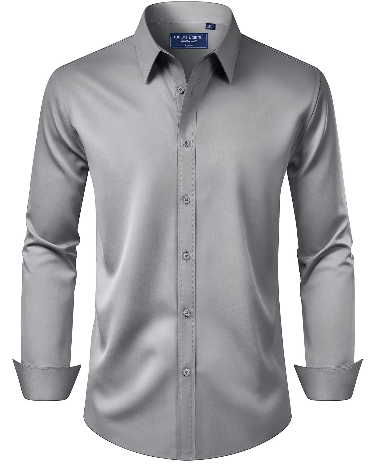 Alimens & Gentle Men's Dress Shirt Regular Fit Stretch Stain Shield Long Sleeve Solid Business Wedding Button Down Shirts Jansha Store