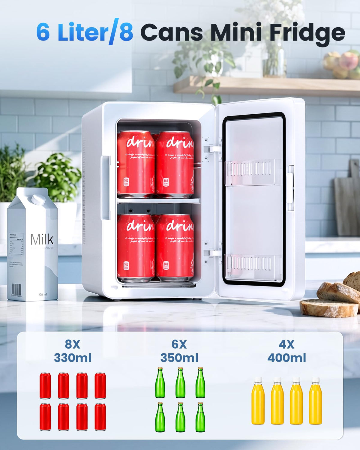 Electactic Mini Fridge, 6L/8Can Portable Small Refrigerator for Bedroom Jansha Store