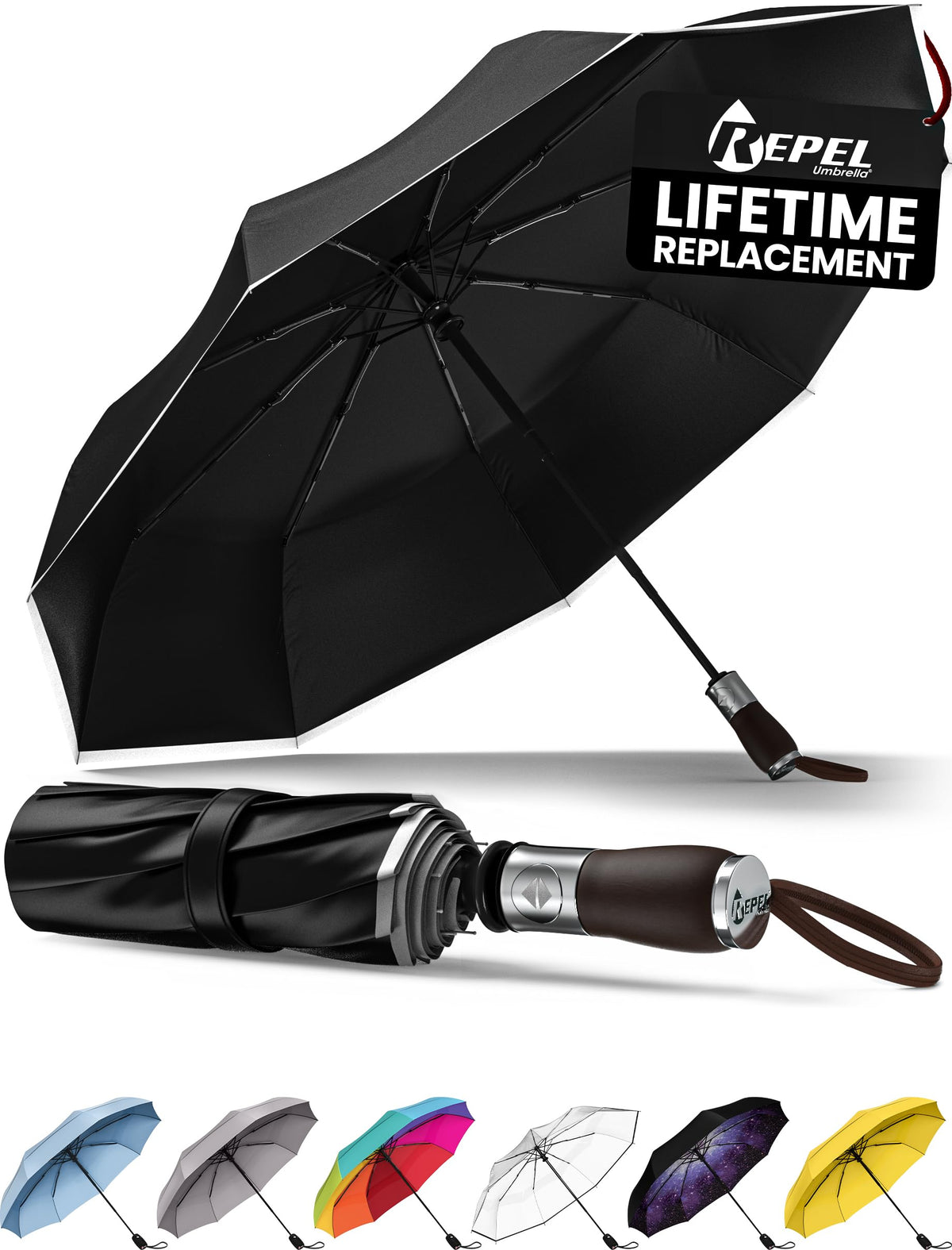 Windproof Travel Umbrella - Compact & Withstands Winds up to 100MPH, Strongest Premium Auto Folding Umbrella for Rain and Sun - Durable, Light & Portable for Women & Men, Fits Backpack & Cars Jansha Store