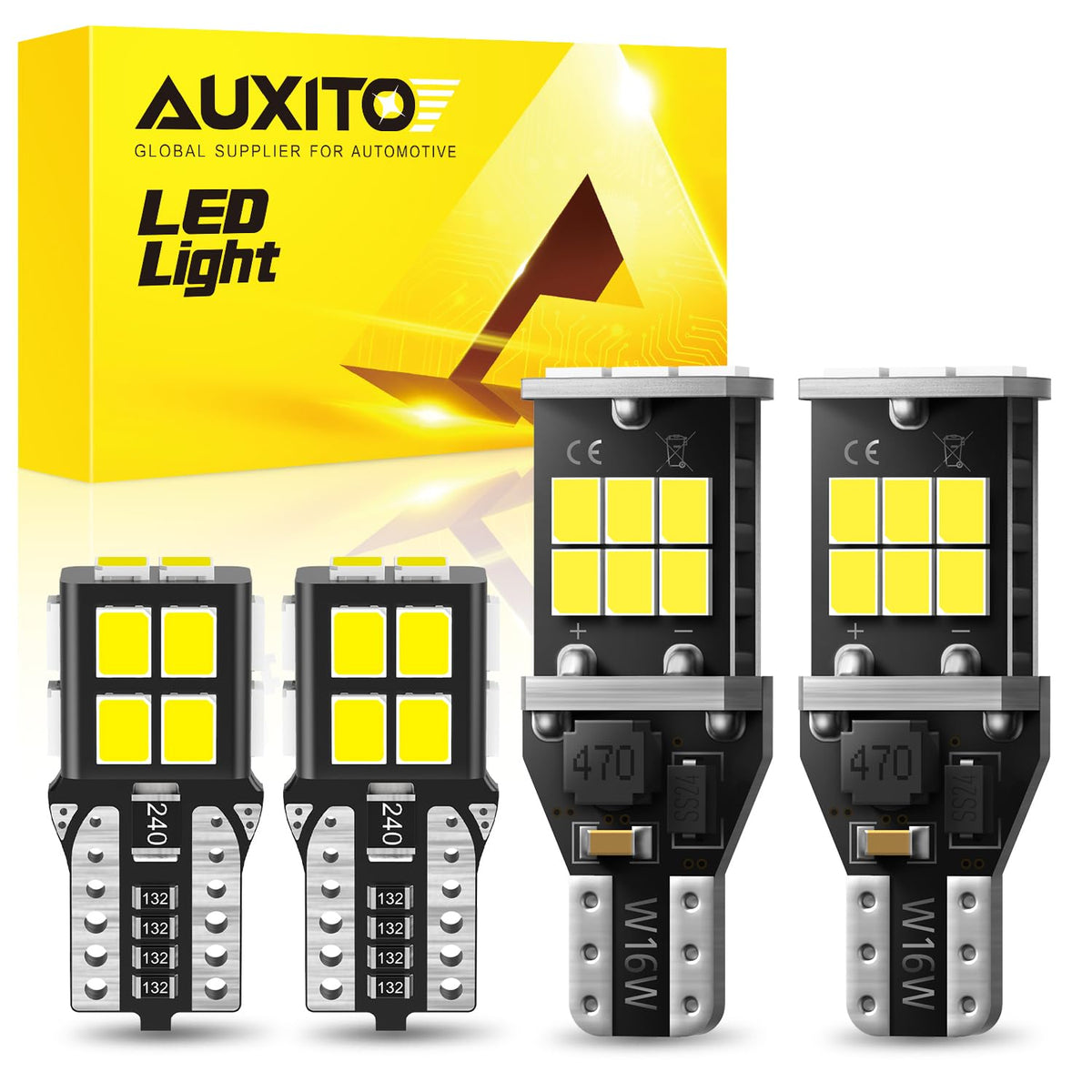 AUXITO 912 921 LED Bulb for Backup Light Reverse Lights High Power 2835 15-SMD Chipsets Error Free T15 906 922 W16W Bulbs, 6000K White, Automotive Light Bulbs (Upgraded, Pack of 2) Jansha Store