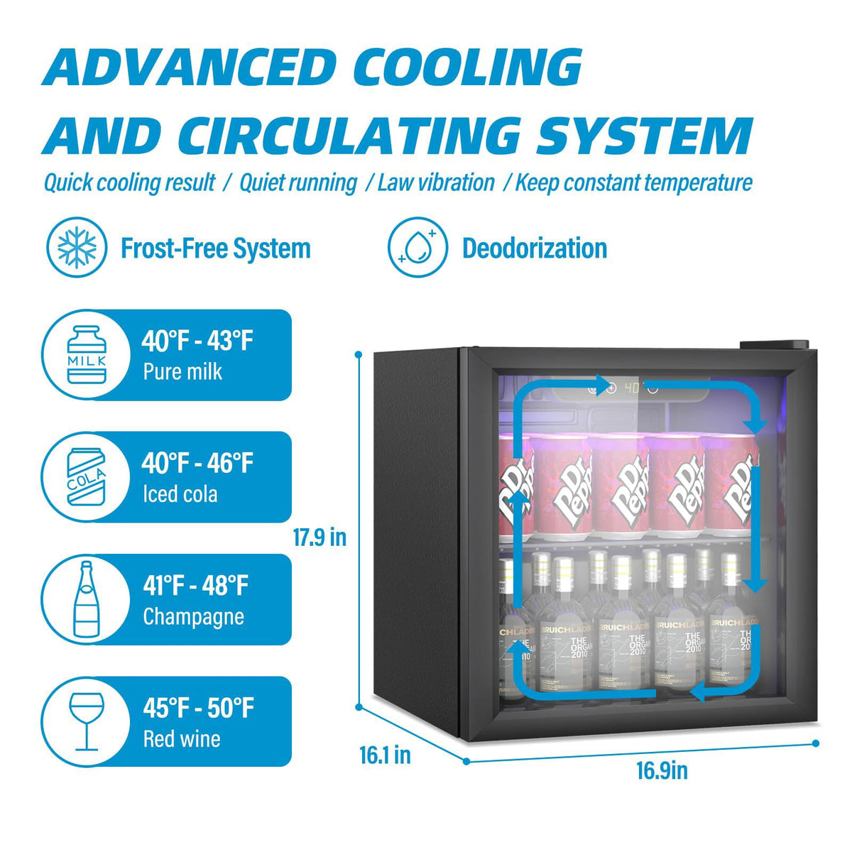 Erivess 24 Can Mini Fridge, 0.6 Cu.ft Beverage Refrigerator Cooler, Black Jansha Store