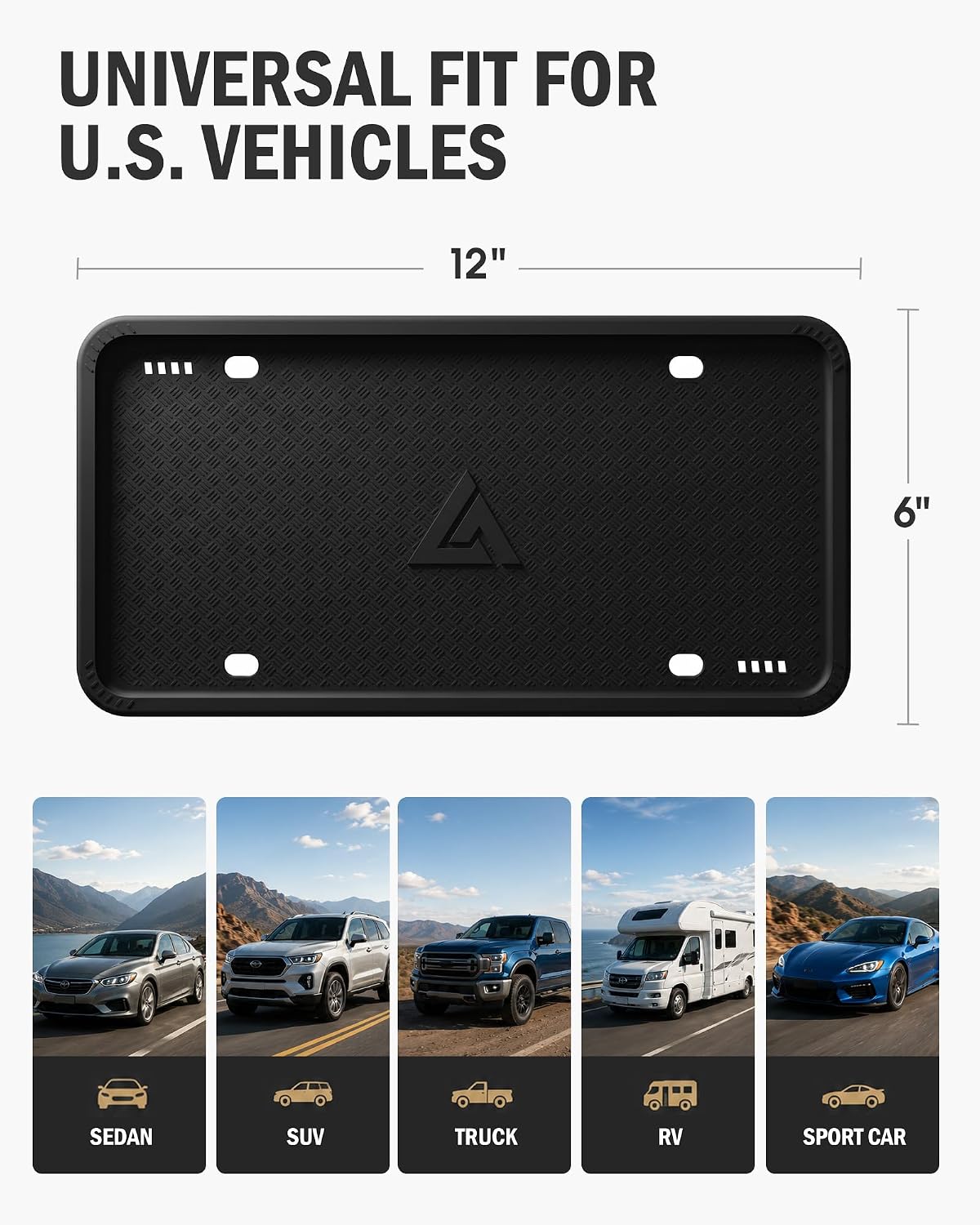 Aujen Silicone License Plate Frames Black, 2 Pack Car License Plate Frame, Universal US Black License Plate Holders Brackets Rust-Proof, Weather & Rattle-Proof, Car Accessories Jansha Store