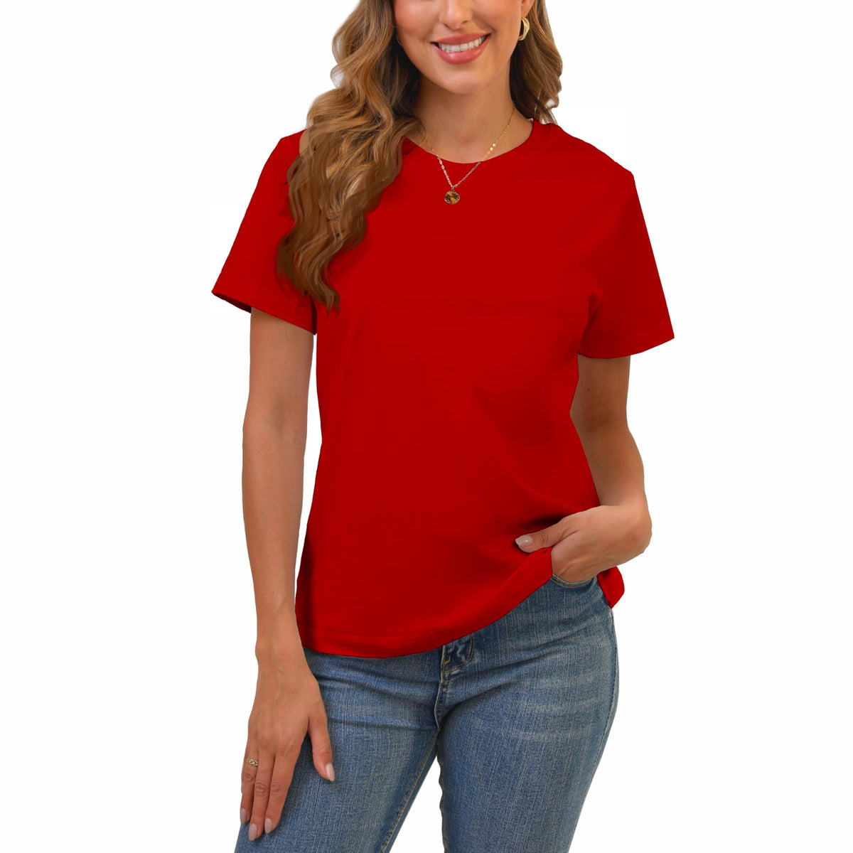 BJY Cotton Basic T Shirts for Women,Crew Neck Short Sleeve Summer Shirts(2XS-3XL, 20+ Color) Jansha Store