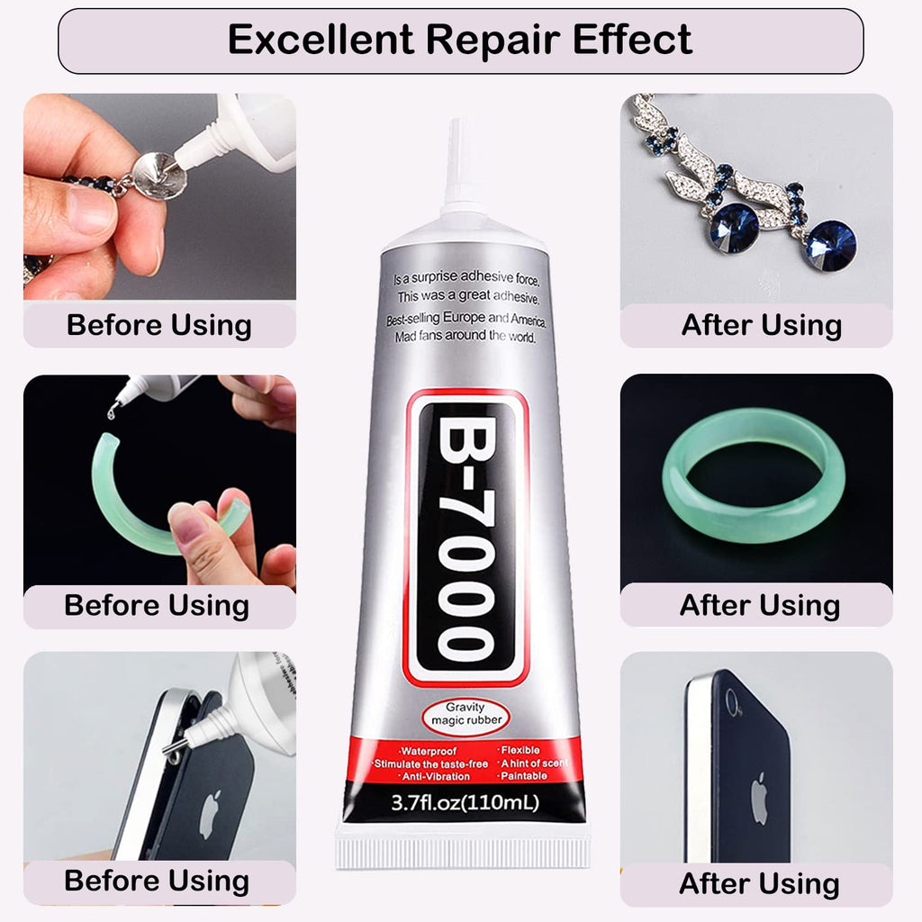 B7000 Jewelry Glue for Making, FITTDYHE 1PCS 50ML/1.69 fl oz Clear Adhesive for Rhinestone, Fabric, Multipurpose Super B-7000 for Phone Repair, Nail Art, Wood, Glass, Charms Jansha Store