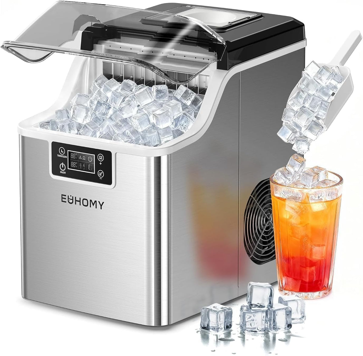 EUHOMY Ice Cube Maker Machine Countertop, 45Lbs/Day, 24Pcs in 13 Mins Jansha Store