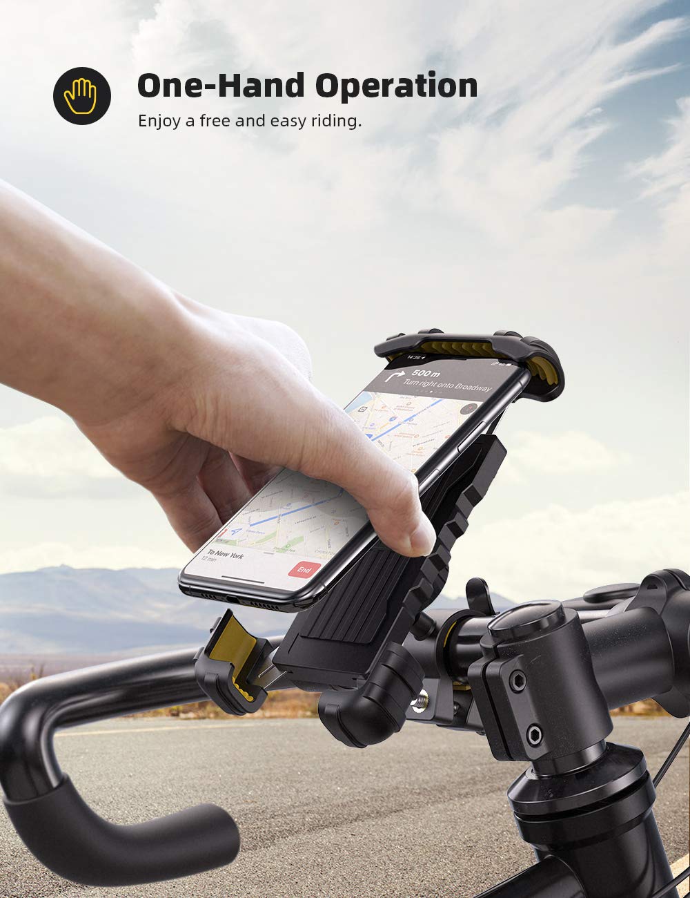 Lamicall Bike Phone Holder Motorcycle Mount - One-Hand Operation, Lockable Jansha Store