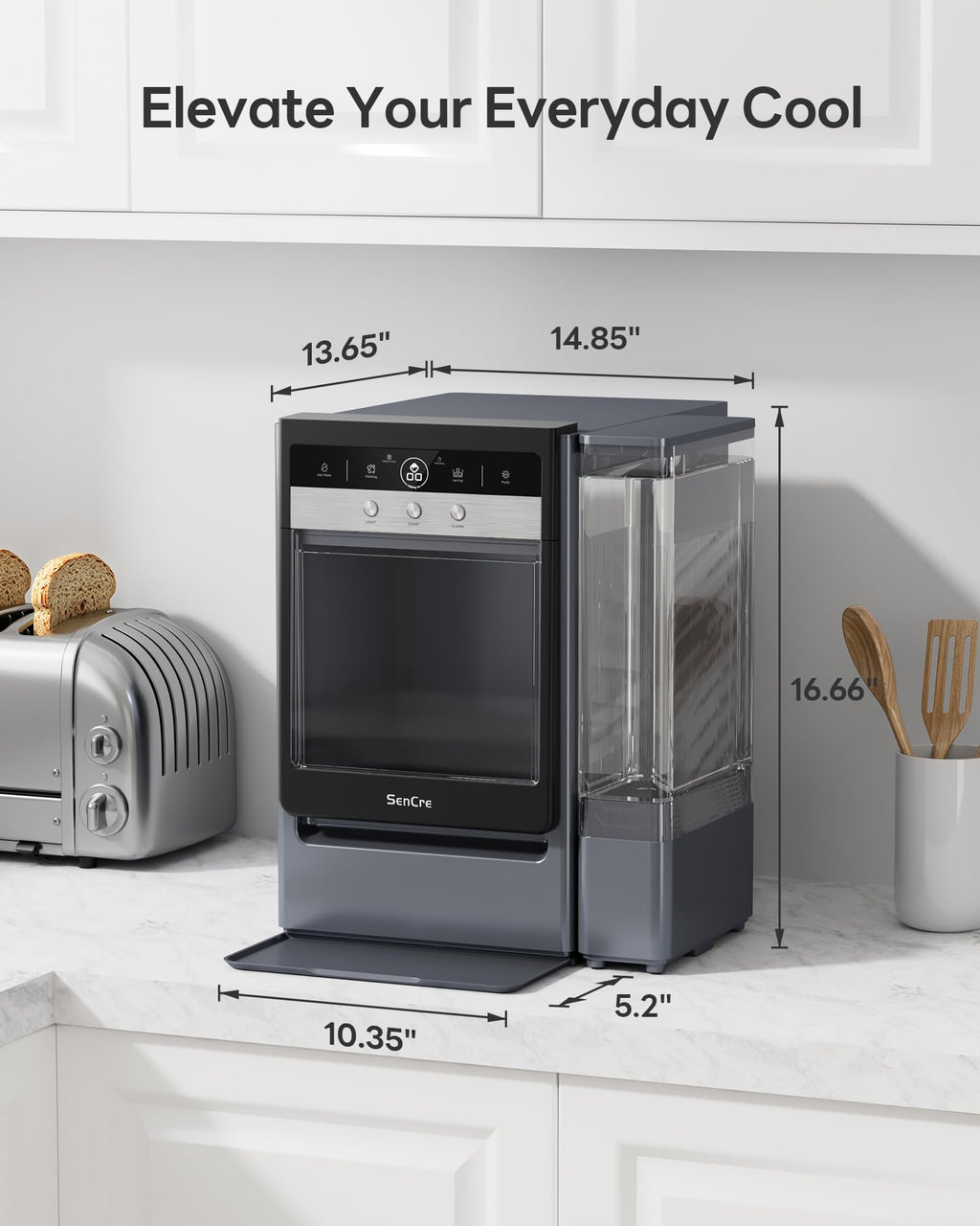 Nugget Ice Maker Countertop 60lbs/24H, 5-Min Ice Output, UV-C Purify Jansha Store