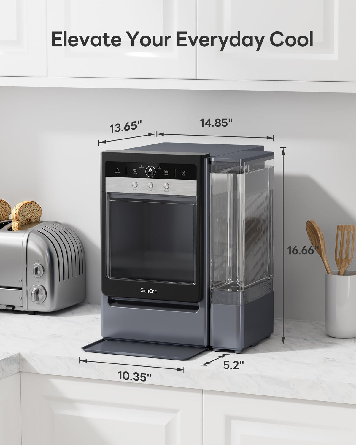 Nugget Ice Maker Countertop 60lbs/24H, 5-Min Ice Output, UV-C Purify Jansha Store