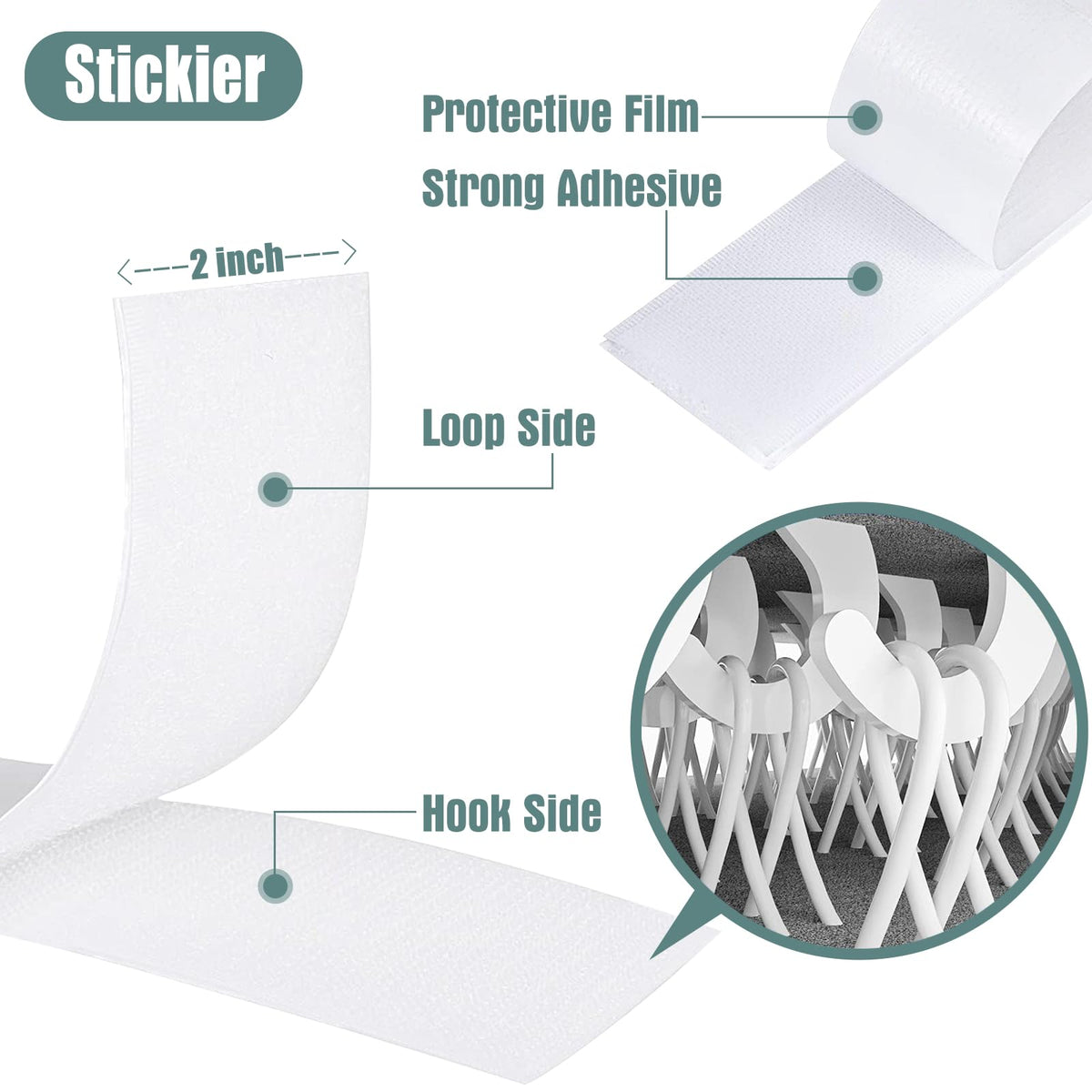 Navona 30Ft x 1 Inch Heavy Duty Hook and Loop Strips with Adhesive, Black Jansha Store