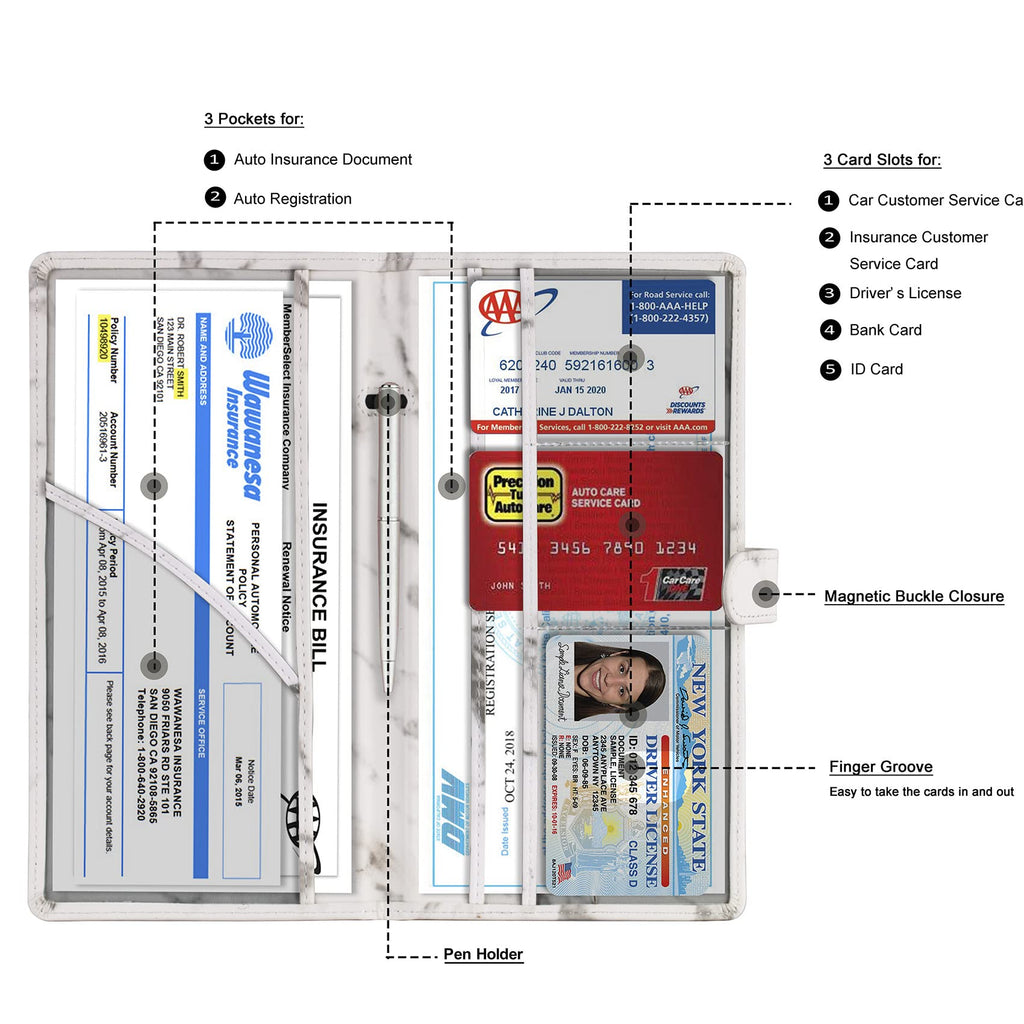 TOURSUIT Car Registration and Insurance Card Holder, Marble Black Jansha Store
