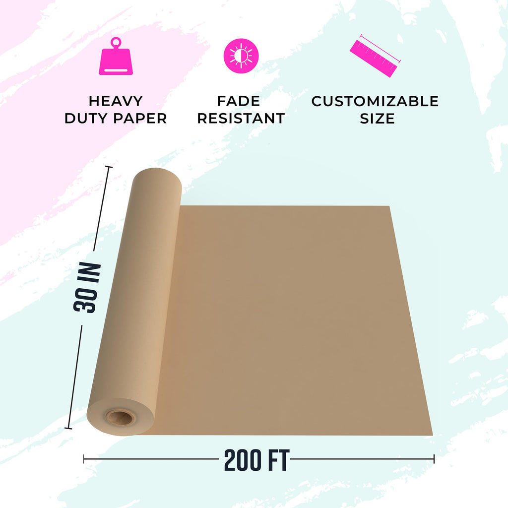 Large Brown Kraft Paper Roll - 36" x 1200" (100 ft) - Made in USA - Ideal for Gift Wrapping, Packing, Moving, Postal, Shipping, Parcel, Wall Art, Crafts, Bulletin Boards, Floor Cover or Table Runner Jansha Store