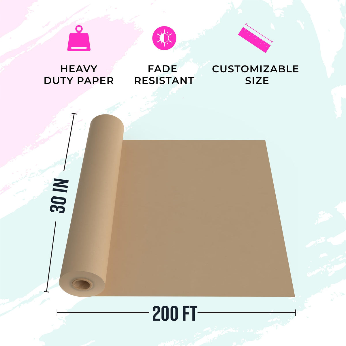 Large Brown Kraft Paper Roll - 36" x 1200" (100 ft) - Made in USA - Ideal for Gift Wrapping, Packing, Moving, Postal, Shipping, Parcel, Wall Art, Crafts, Bulletin Boards, Floor Cover or Table Runner Jansha Store