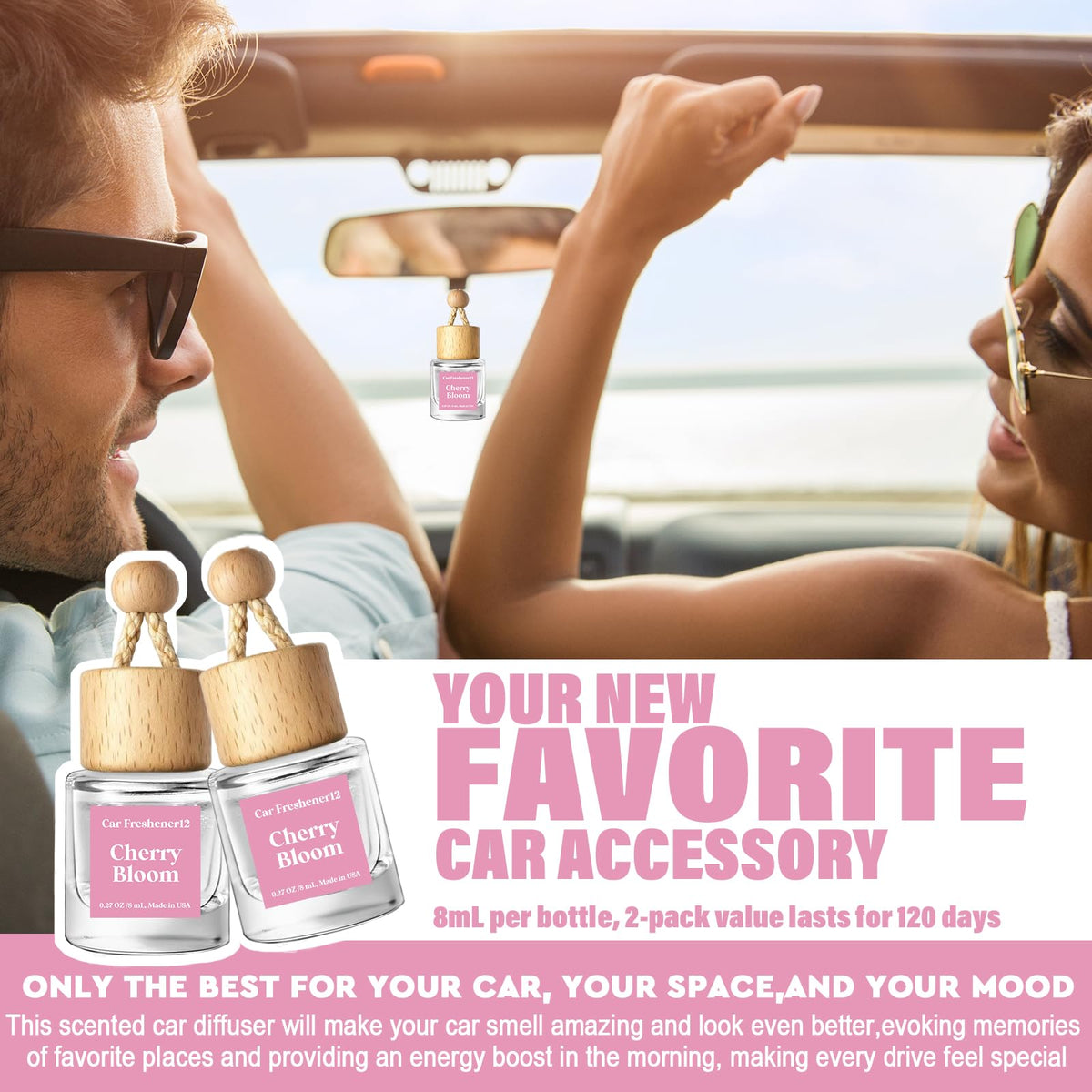 HoogaLife Car Air Freshener Diffuser 2 Pack Hanging Air Freshener Diffuser - Vanilla Cream Fragrance Oil Air D iffuser for Car, 45+ days Long Lasting Fragrance Made in USA C ar Air Fresheners (V54) Jansha Store