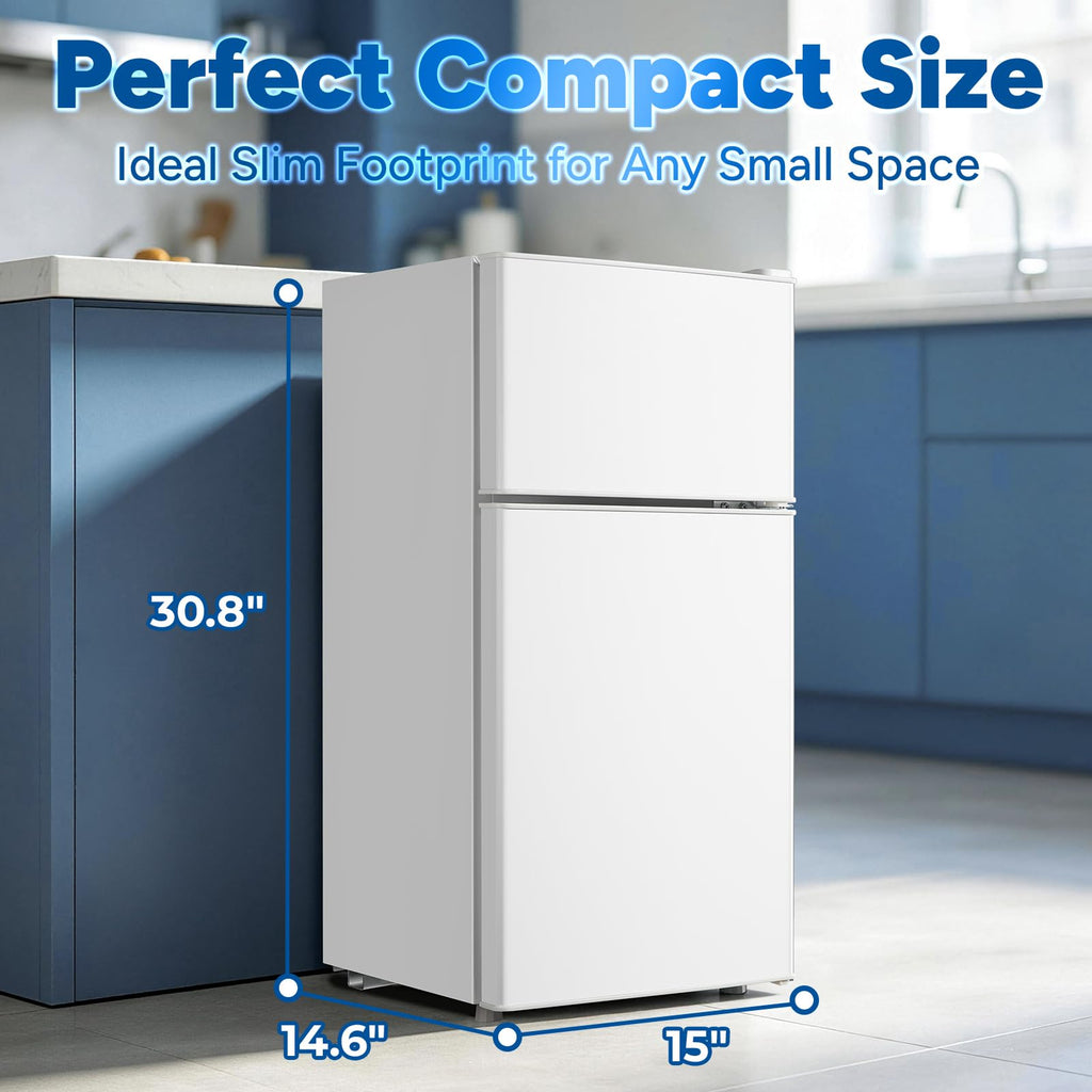 DEMULLER 2.4 Cu.Ft Small Refrigerator with Freezer Mini Fridge Removable Plastic Shelves Ideal for Apartment,Dormitory Black Jansha Store
