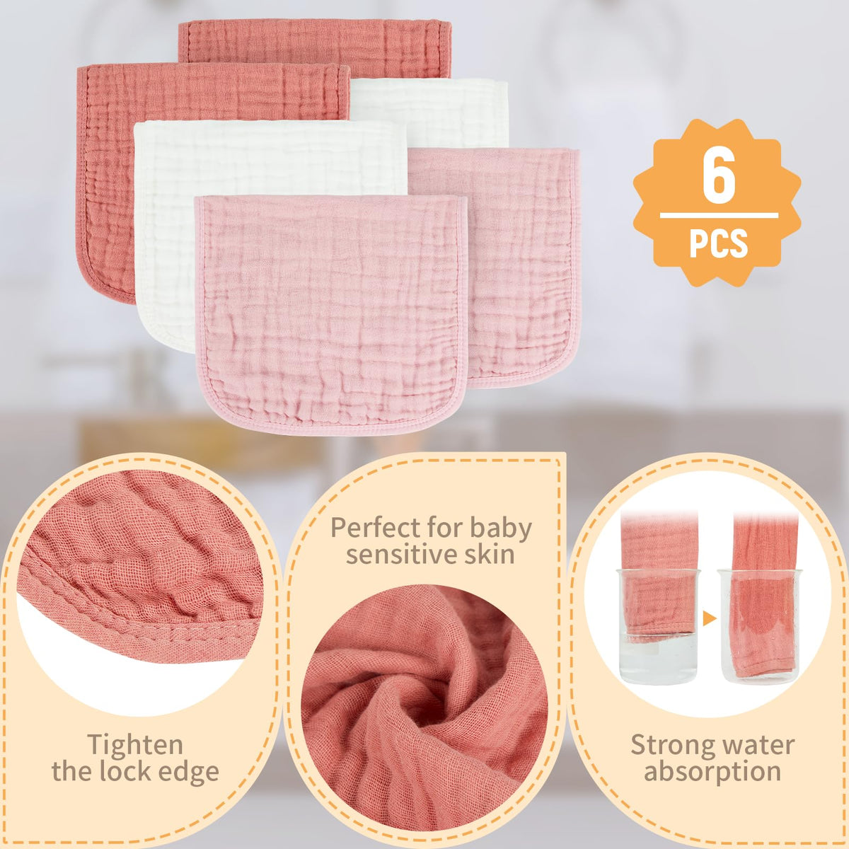 MIGIOL Baby Burp Cloths 100% Cotton Newborn Muslin Burp Cloths 10x20 inches Baby Essentials Blue & Green 5-Pack Jansha Store
