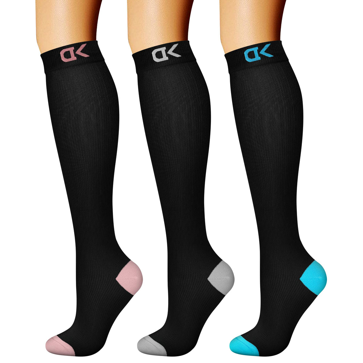 CHARMKING Compression Socks for Women & Men Circulation (3 Pairs) 15-20 mmHg is Best Support for Athletic Running Cycling Jansha Store