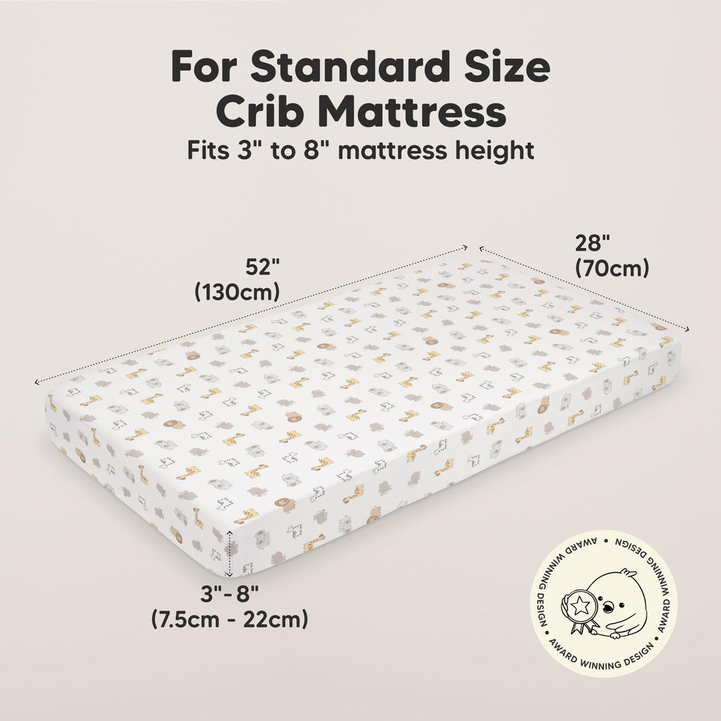 KeaBabies 2pk Organic Cotton Crib Sheets for Boys Girls 52x28, Soft White Jansha Store