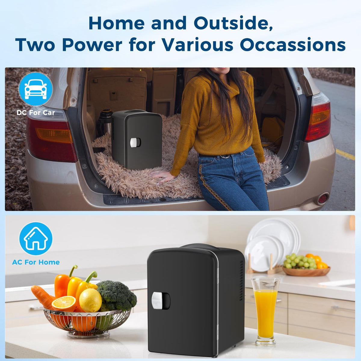 Antarctic Star Compact Refrigerator, Portable Mini Fridge, Skin Care 4L Capacity/6 Cans, for Bedroom, Car, Office & Dorm, Small Cooler for Cosmetics, Beverage and Food, White Jansha Store