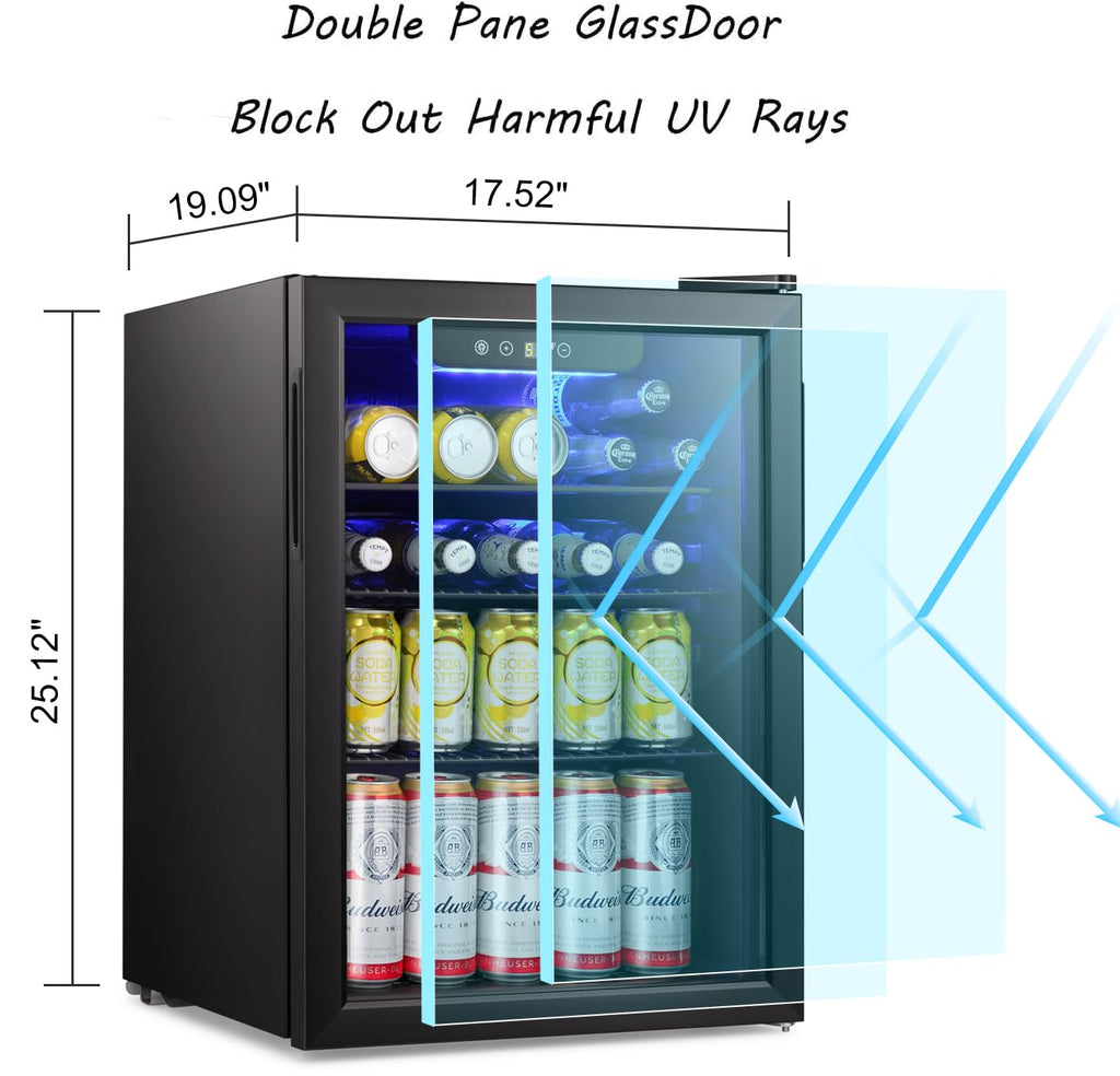 Antarctic Star Beverage Refrigerator Cooler 68 Can, Mini Fridge with Glass Door for Beer Drinks Wine,Freestanding Small Fridge with Electronic Temperature Control for Home and Bar,1.7 cu.ft Jansha Store