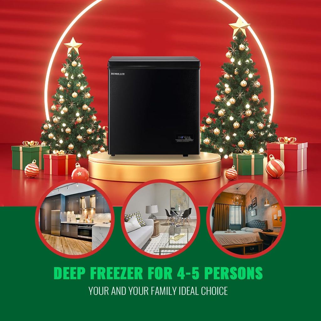 DEMULLER Chest Freezer 5.0Cubic Feet Deep Freezer Freestanding Freezers with 2 Removable Stainless Steel Basket, Mini Freezer Top Open Door Compact Freezer with Electronic Control 41℉ to -15℉BLACK Jansha Store