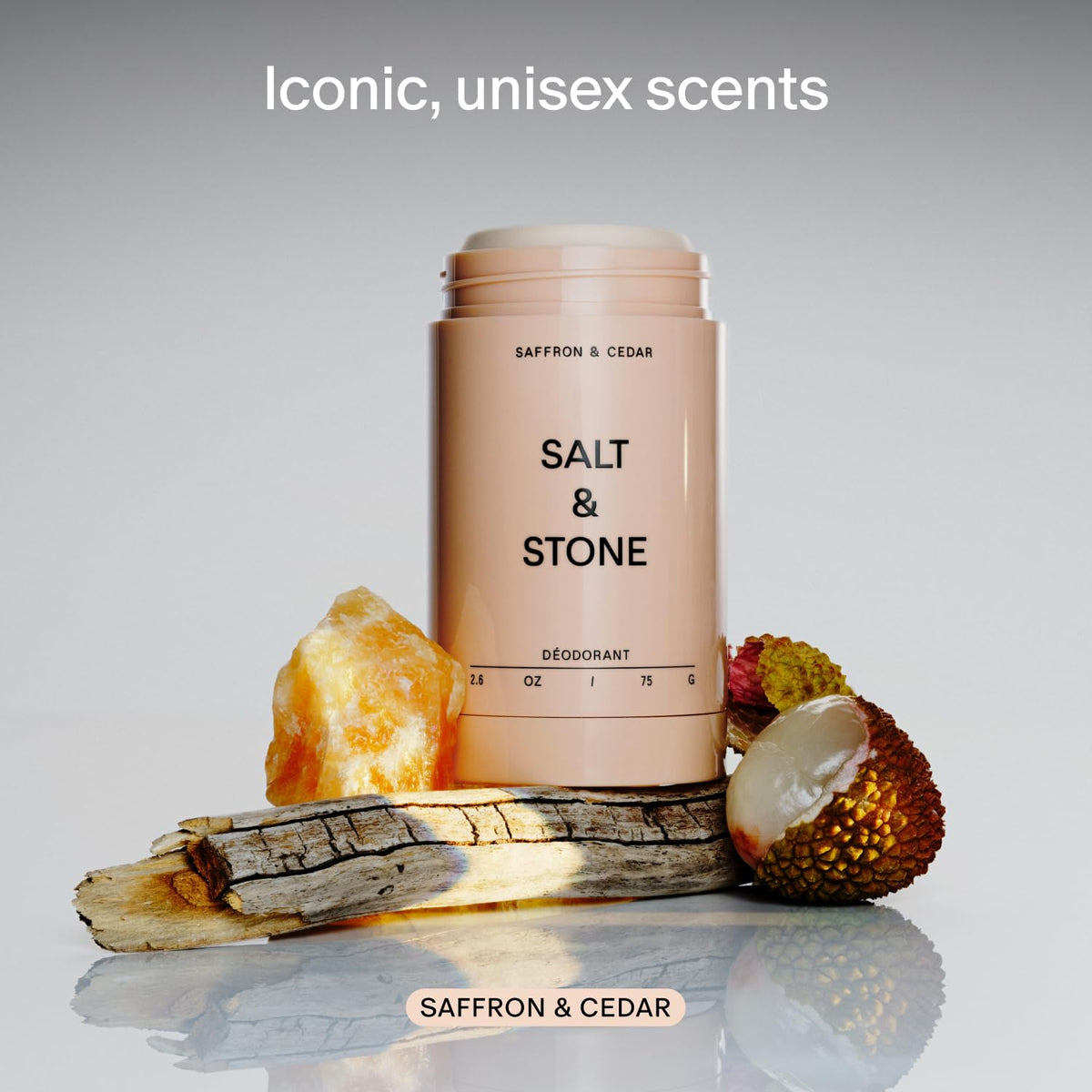 Salt & Stone Aluminum-Free Deodorant for Women & Men Saffron & Cedar 2.6 oz Jansha Store