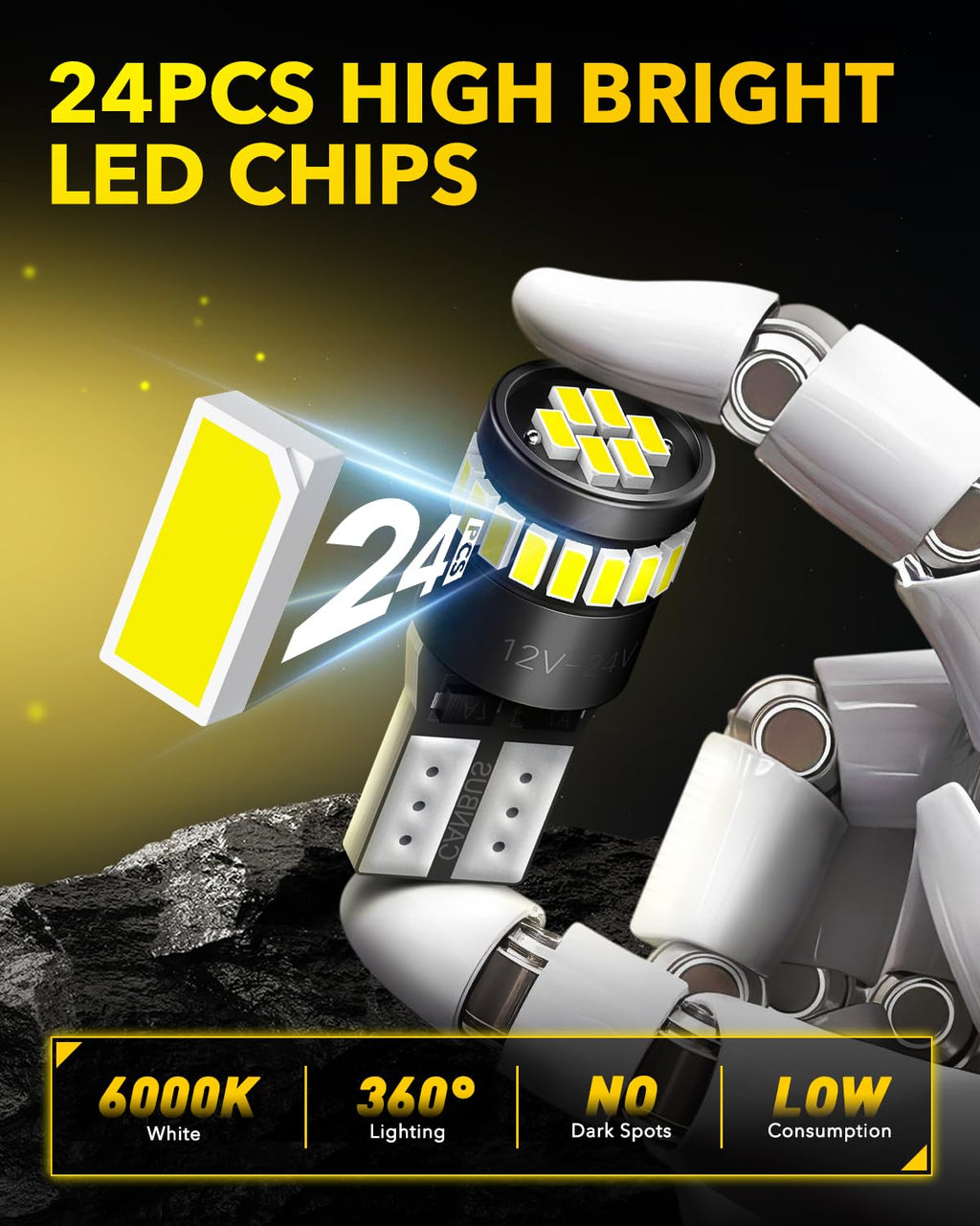 AUXITO 194 LED Bulbs for License Plate Light 168 175 2825 W5W T10 24-SMD 3014 Chipsets 6000K White for Car Dome Door Map Dash Courtesy Cargo License Plate Lights, Pack of 2 Jansha Store