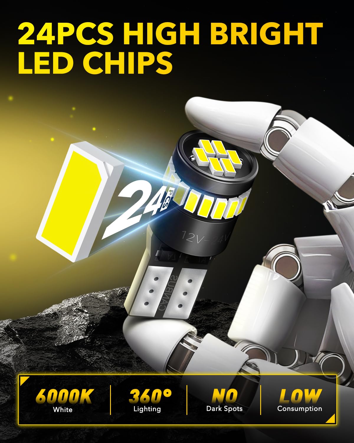 AUXITO 194 LED Bulbs for License Plate Light 168 175 2825 W5W T10 24-SMD 3014 Chipsets 6000K White for Car Dome Door Map Dash Courtesy Cargo License Plate Lights, Pack of 2 Jansha Store