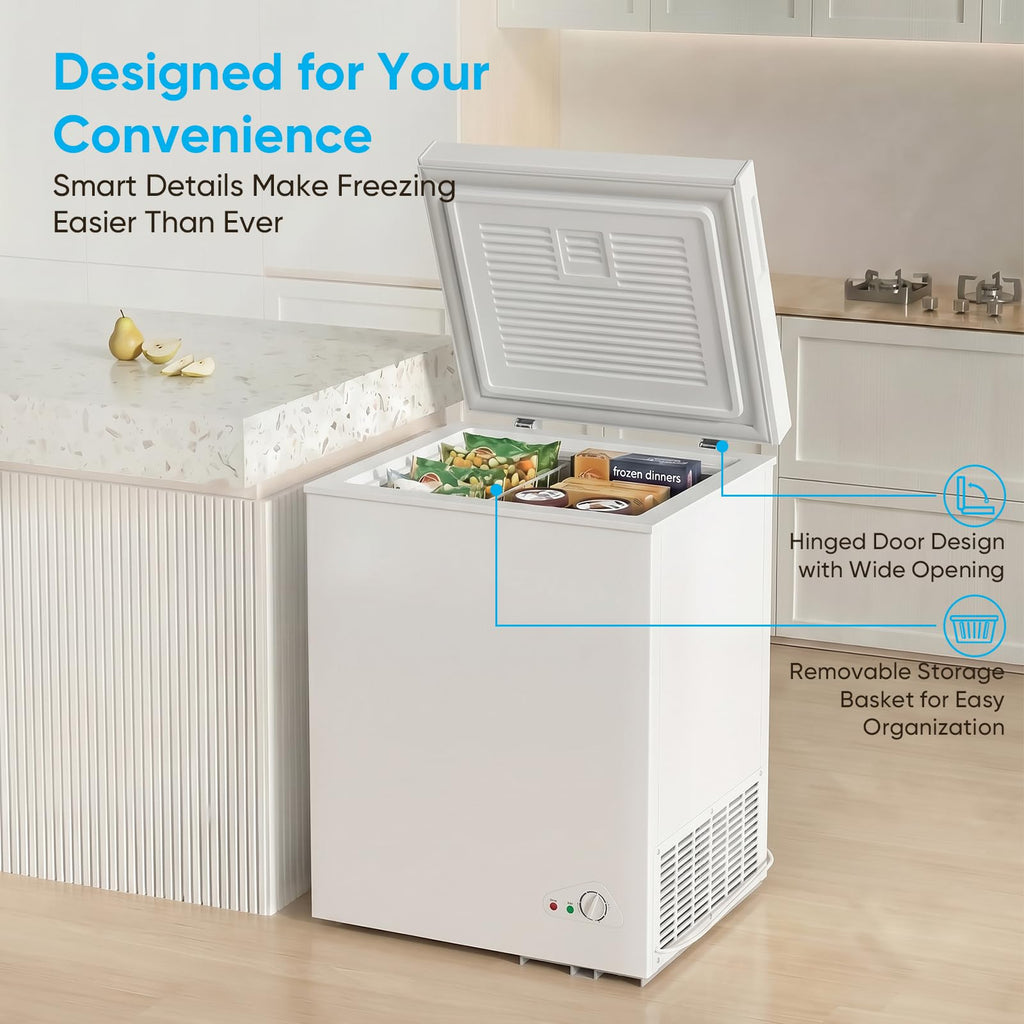 TABU 5.0 Cubic Feet Chest Freezer, Compact Deep Freezer, Black Jansha Store