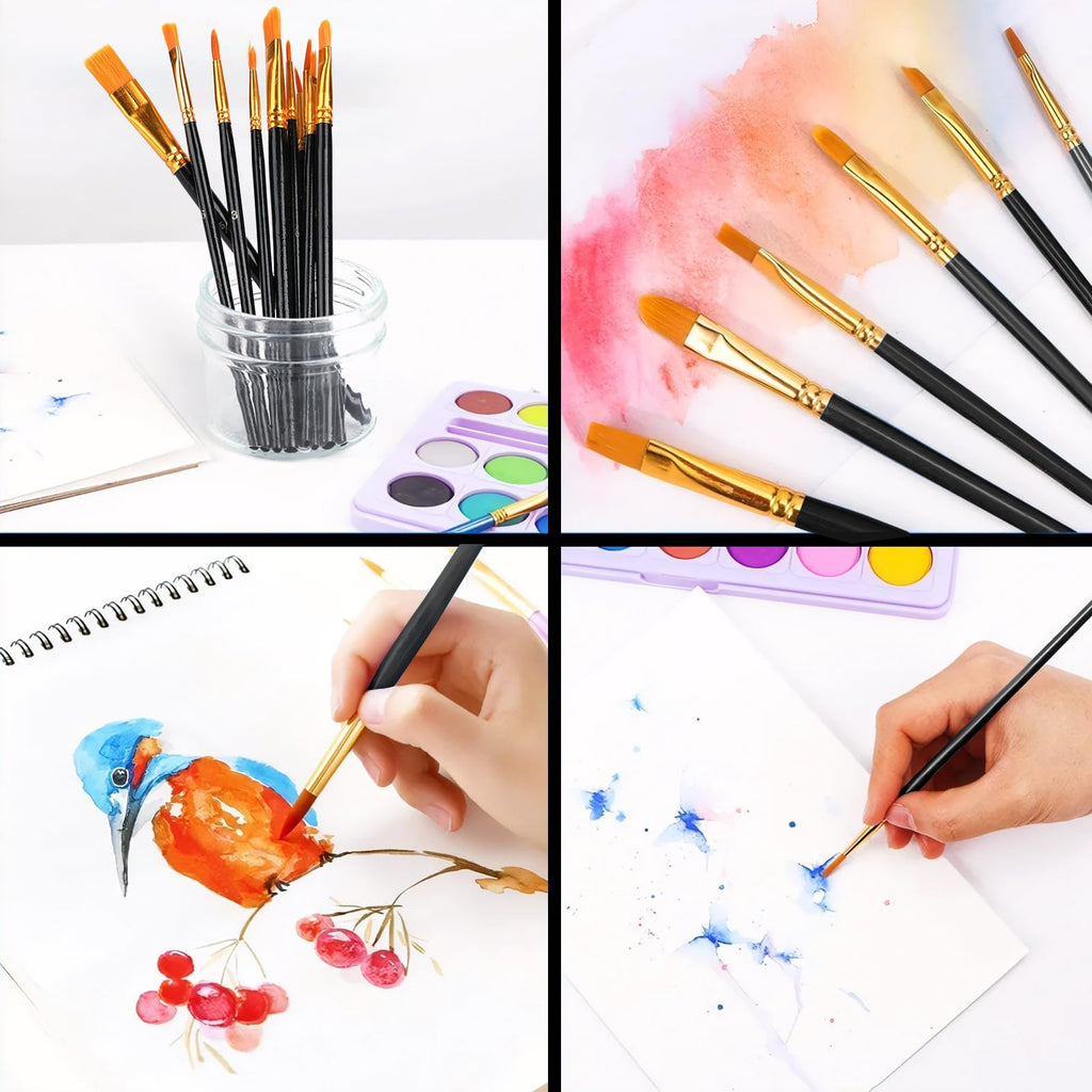 AROIC 10 Pcs Paint Brushes, Acrylic Oil Watercolor Painting Brush Set Jansha Store
