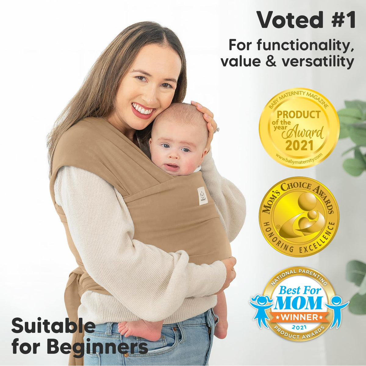 KeaBabies Baby Wrap Carrier, All in 1 Original Baby Carrier, Trendy Black Jansha Store