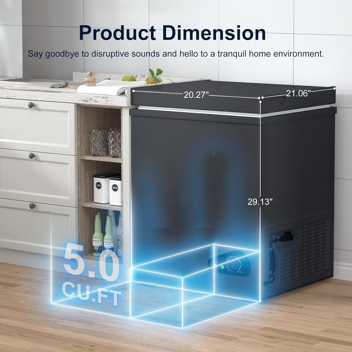 TABU 5.0 Cubic Feet Chest Freezer, Compact Deep Freezer, Black Jansha Store