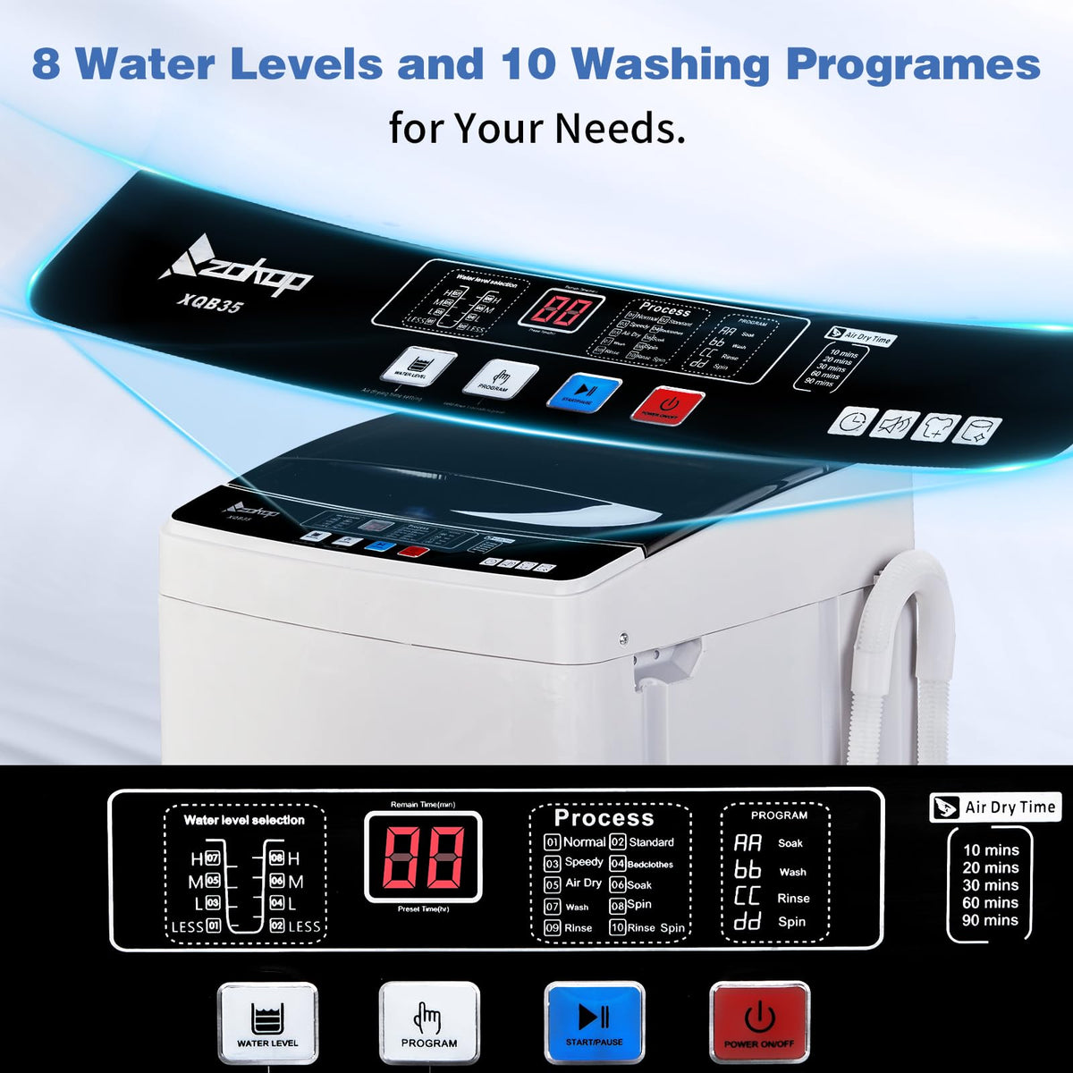 Winado 17.6LBS Full Automatic Portable Washing Machine with Drain Pump Jansha Store